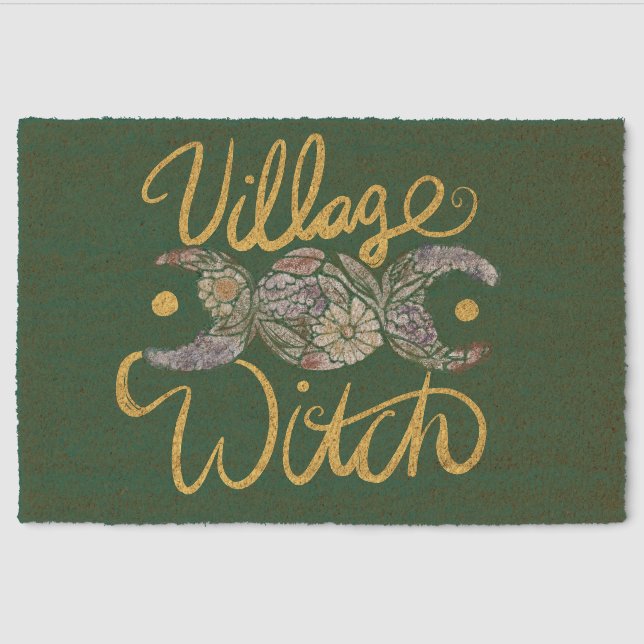 Village Witch Triple Moon Goddess Symbol           Fiber Doormat (Front)