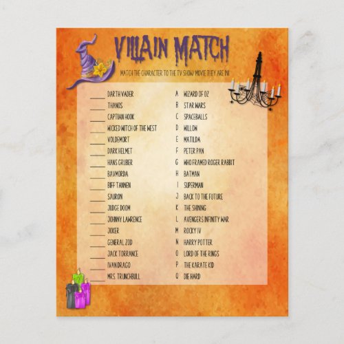 Villain Match Halloween Game 