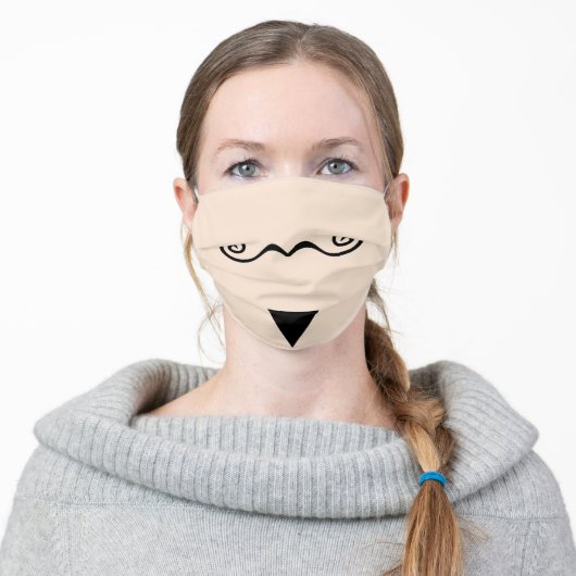 Villain Mustache and Goatee Adult Cloth Face Mask (Worn)