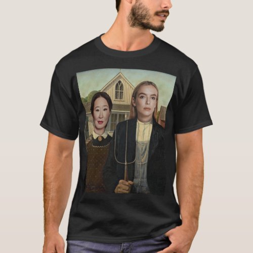 Villanelle and Eve American Gothic  Killing Eve   T_Shirt