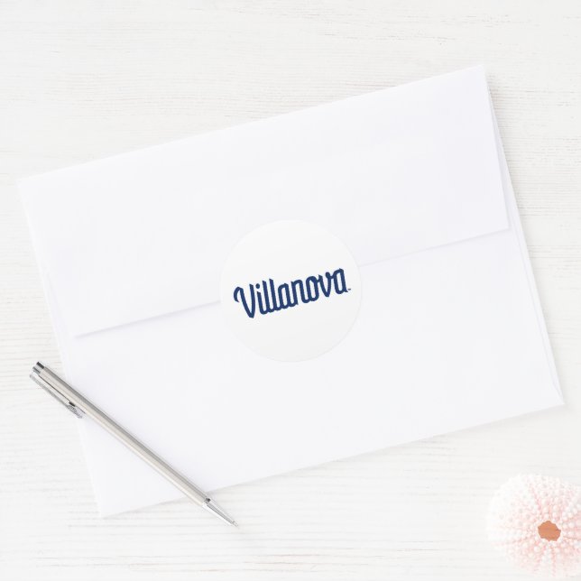 Villanova Script Bound Logo Classic Round Sticker (Envelope)