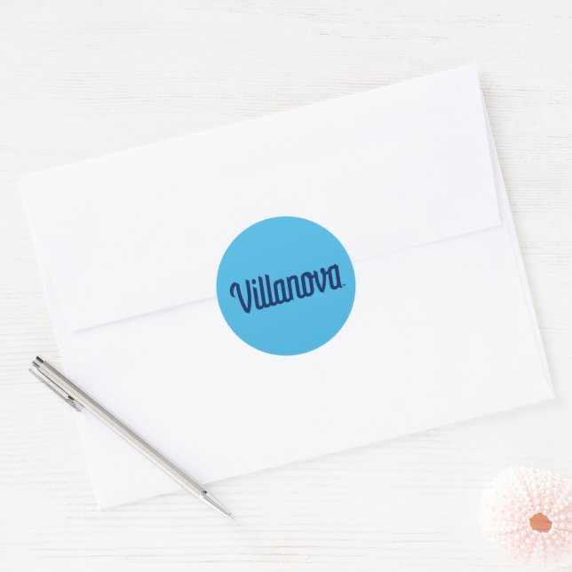 Villanova Script Bound Logo Classic Round Sticker (Envelope)