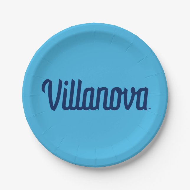 Villanova Script Bound Logo Paper Plates (Front)