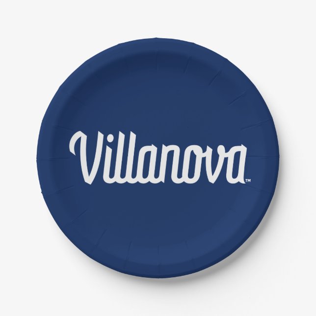 Villanova Script Bound Logo Paper Plates (Front)