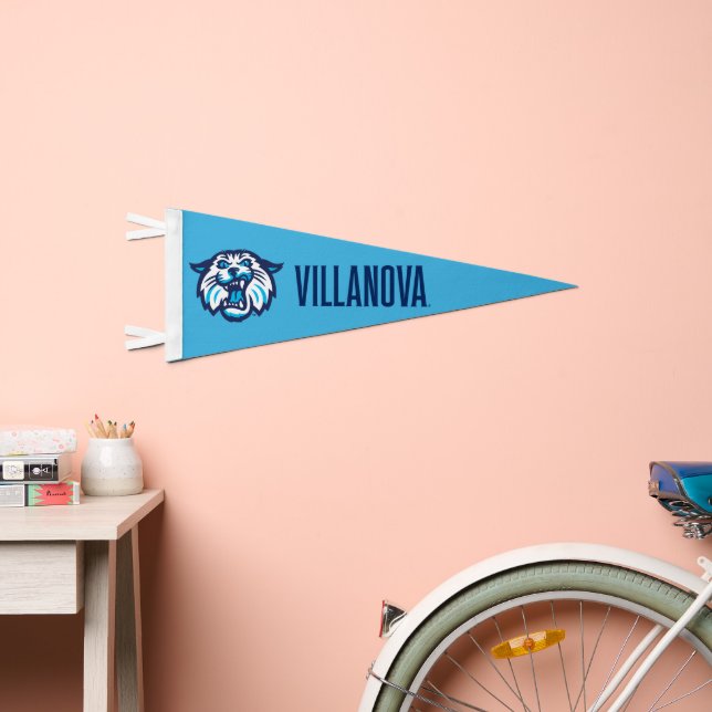 Villanova Wildcats Logo and Wordmark Pennant Flag (Front)