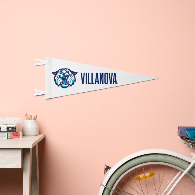Villanova Wildcats Logo and Wordmark Pennant Flag (Front)