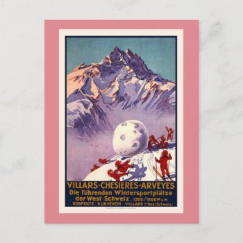 Villars  Switzerland  Vintage Travel Poster Postcard by PrimeVintage at Zazzle