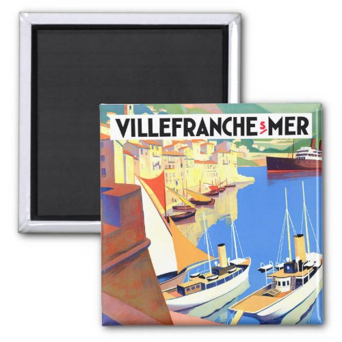 Villefranche France vintage travel Magnet