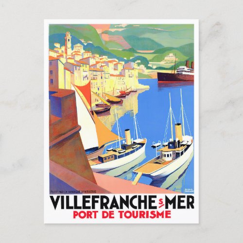 Villefranche France vintage travel Postcard
