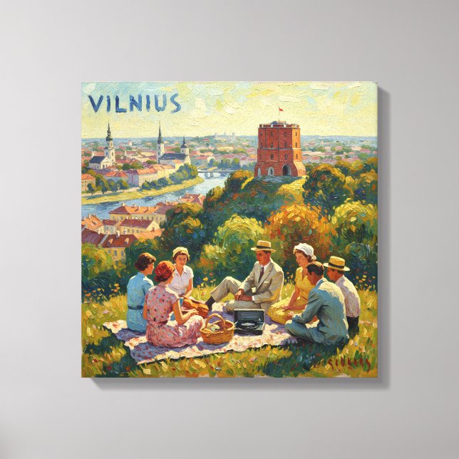 Vilnius Hilltop Picnic View Canvas Art (Front)
