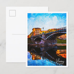 Vilnius Lithuania Beautiful Oil Paint Landscape Postcard