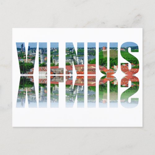 Vilnius text with reflection postcard