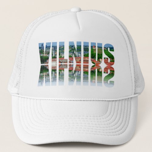 Vilnius text with reflection trucker hat
