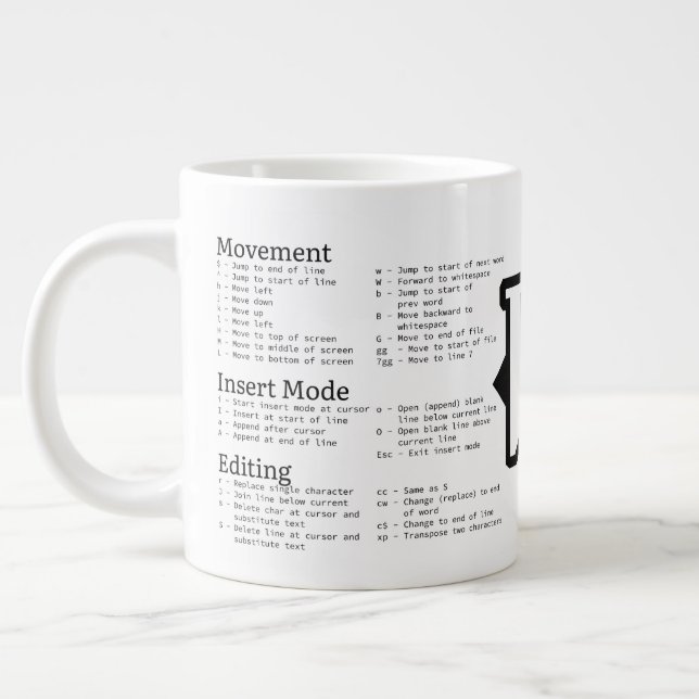 VIM Cheat Sheet Mug (Left)