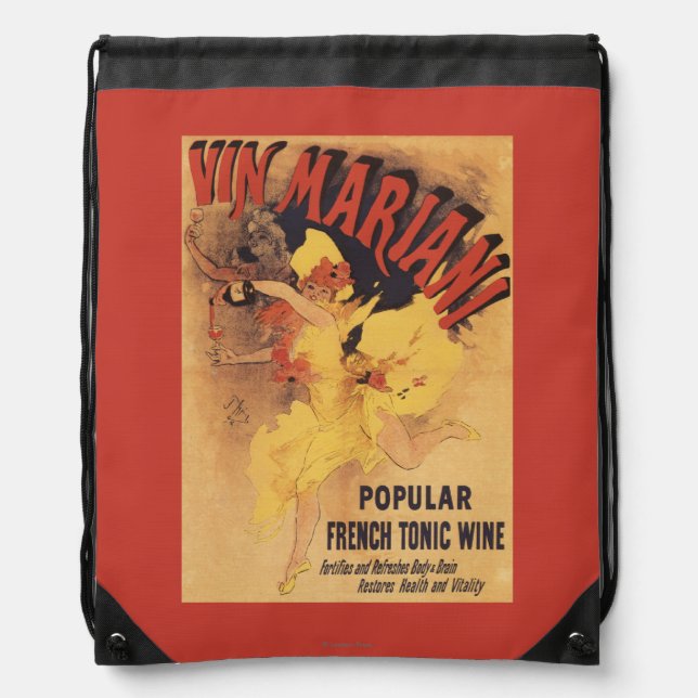 Vin Mariani Dancing Girl Pouring Wine Drawstring Bag (Front)