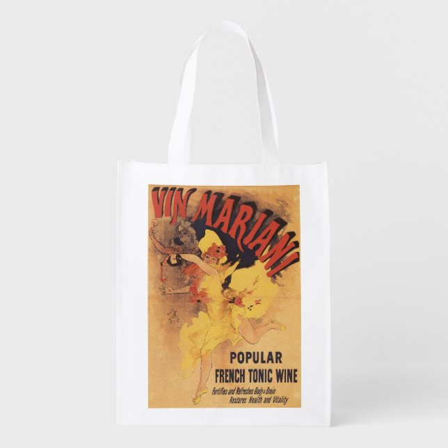 Vin Mariani Dancing Girl Pouring Wine Grocery Bag (Front)