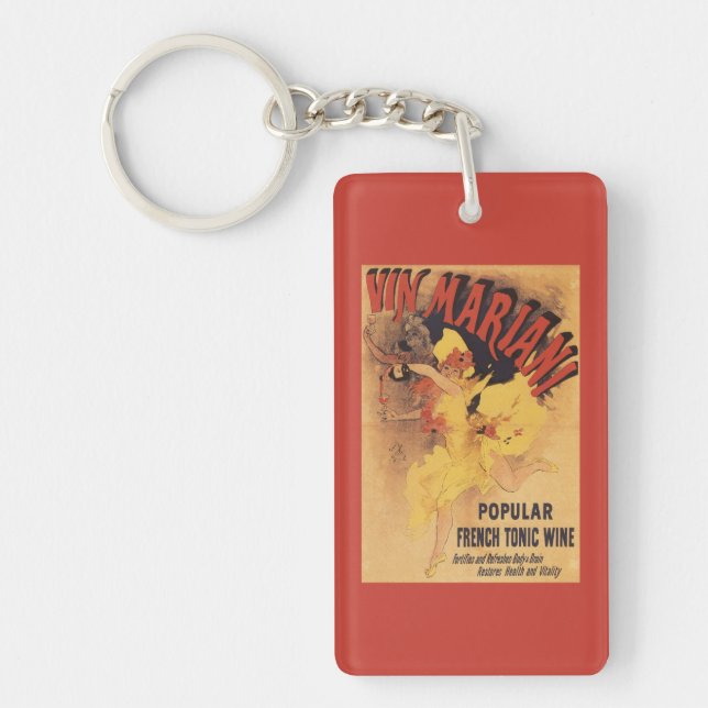 Vin Mariani Dancing Girl Pouring Wine Keychain (Front)