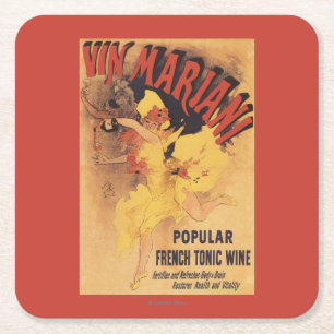 Vin Mariani Dancing Girl Pouring Wine Square Paper Coaster