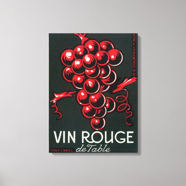 Vin Rouge De Table Wine LabelEurope Canvas Print (Front)