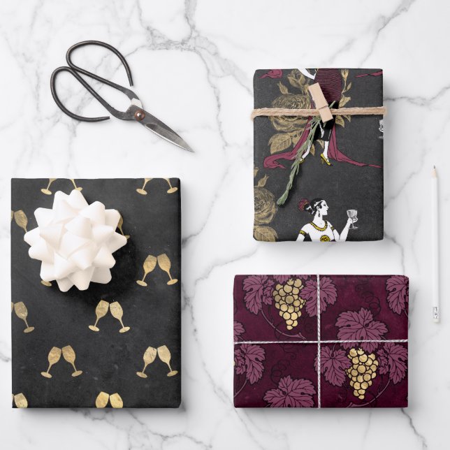 Vin Rouge French Red Wine Wrapping Paper Sheets (Front)