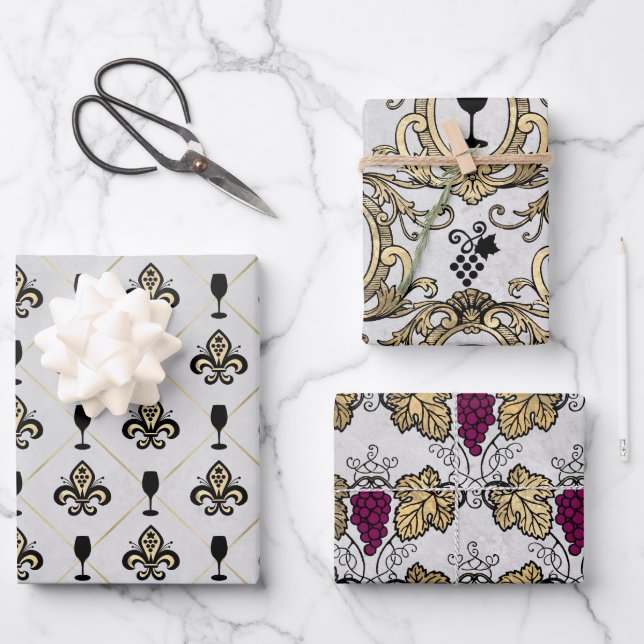 Vin Rouge French Red Wine Wrapping Paper Sheets (Front)