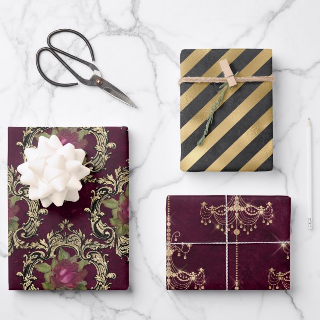 Vin Rouge French Red Wine Wrapping Paper Sheets (Front)