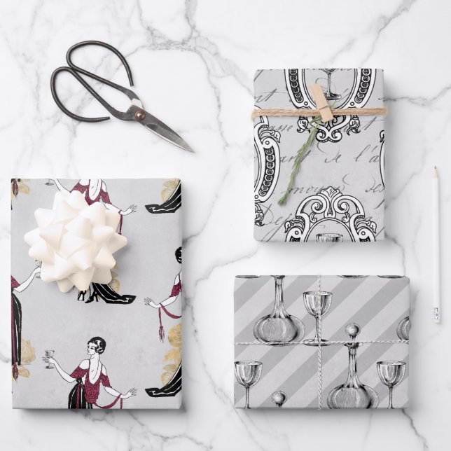 Vin Rouge French Wine Wrapping Paper Sheets (Front)