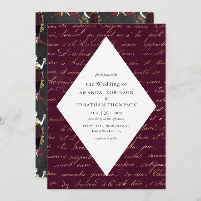 Vin Rouge Wedding Invitation (Front/Back)