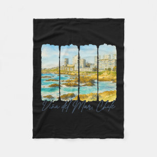 Vina Del Mar Chile Travel Brushstroke Vina Del Mar Fleece Blanket