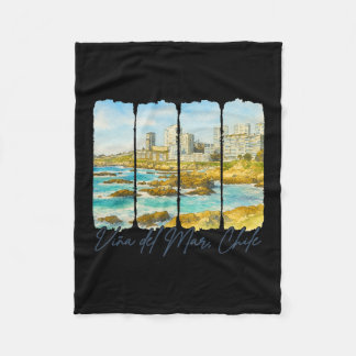 Vina Del Mar Chile Travel Brushstroke Vina Del Mar Fleece Blanket