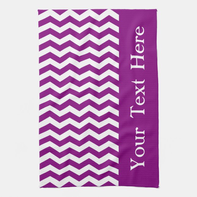 Vina del Mar Purple Wave Chevron customizable Kitchen Towel (Vertical)