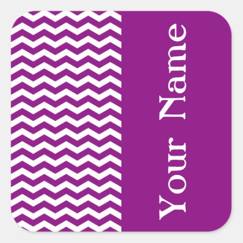 Vina Del Mar Purple Wave Chevron with name Square Sticker