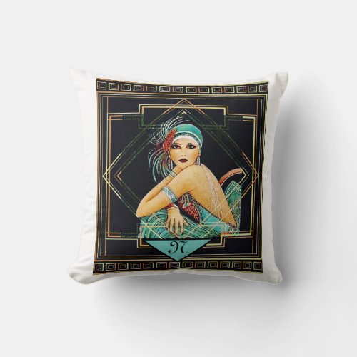 Vinage Art Deco 1920s style flapper Throw Pillow