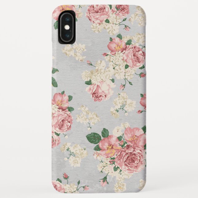 Vinage Floral Pattern Gray Texture Case-Mate iPhone Case (Back)