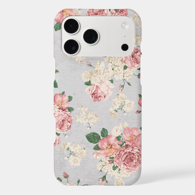 Vinage Floral Pattern Gray Texture Iphone Case (Back)