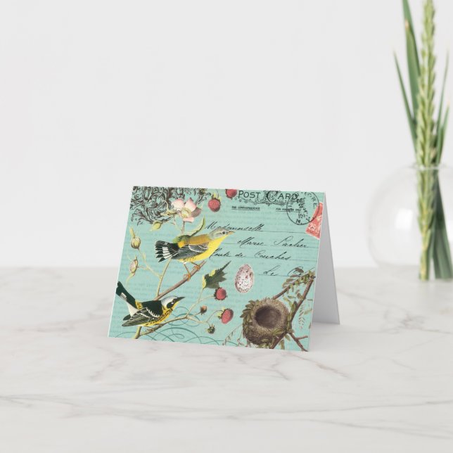 Vinage French Birds notecard (Front)