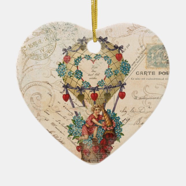 Vinage French Valentine heart ornament (Front)