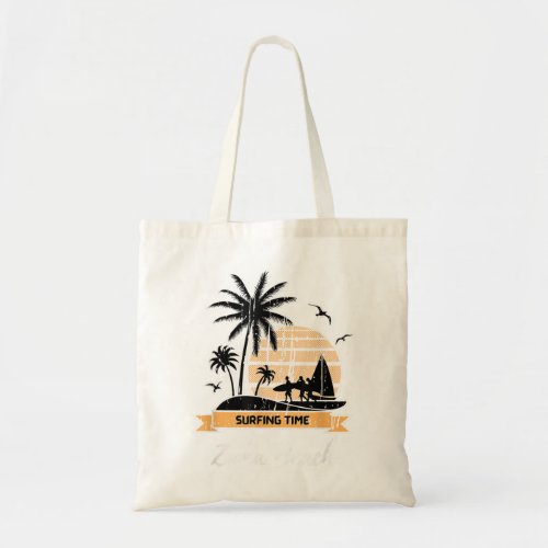 Vinage Zuma Beach Lover Palm rees Surfing ime Ar Tote Bag