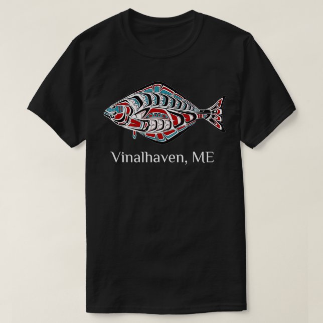 Vinalhaven Maine Coast Halibut Fisherman Native Am T-Shirt (Design Front)