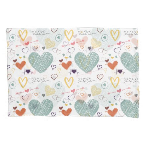 vinatage colors heart pattern pillow case