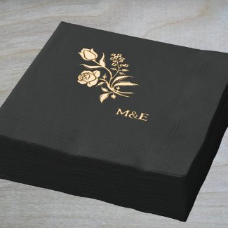 Vinateg Floral - folk art black gold