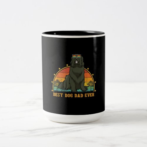 Vinatge Best Newfoundland Dog Dad Ever Dog Lover Two_Tone Coffee Mug