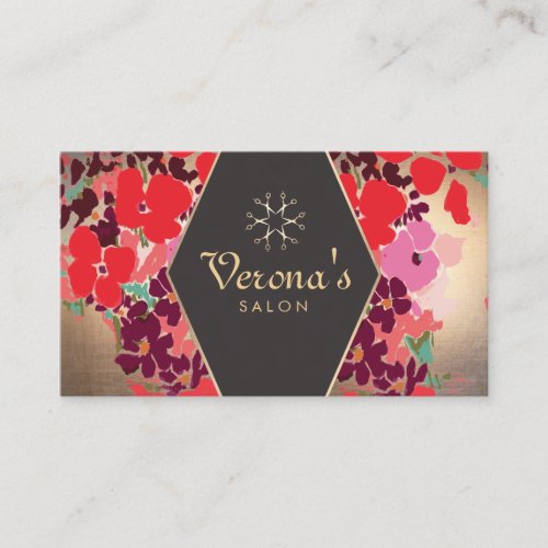 Vinatge Gold Floral Hair Salon Scissors Business Card