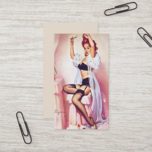 Vinatge hairdresser pin up business card