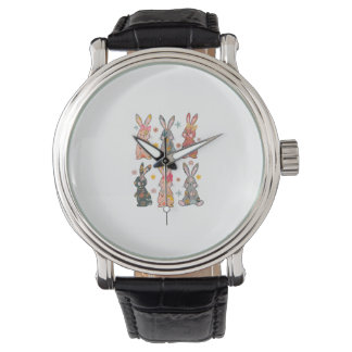 Vinatge Retro Bunny Floral Flower Rabbit Easter Da Watch