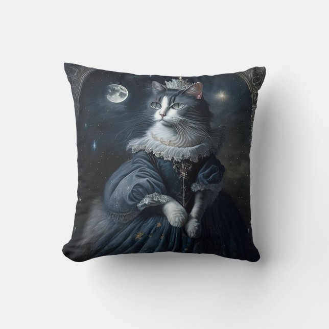 Vinatge Royal Cat Throw Pillow (Front)