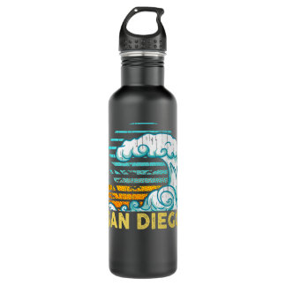 Vinatge San Diego Wave Retro Surfing Surf Souvenir Stainless Steel Water Bottle