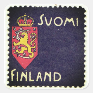Vinatge stamp - Finland Square Sticker