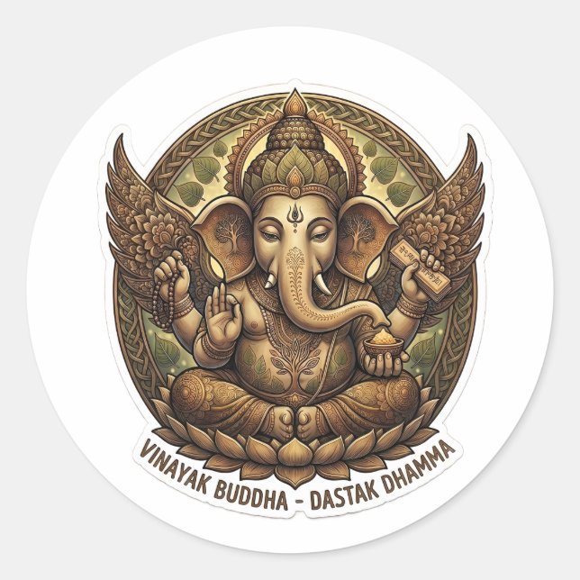 Vinayak Dhamma and Katiya Art Round Sticker (Front)