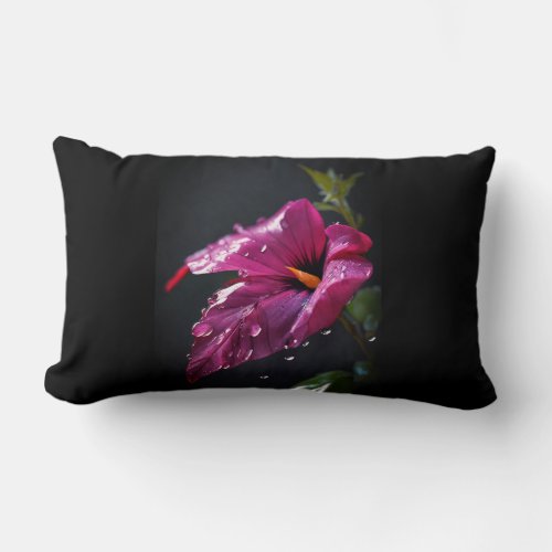 Vinca Blossom Parrot_Photorealistic Floral Artwork Lumbar Pillow